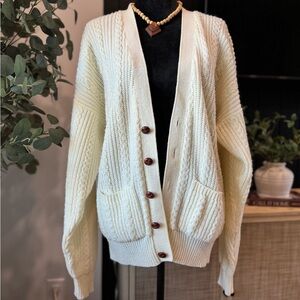 Vintage chunky knit Claybrooke Cream Cardigan Sweater